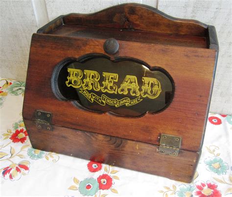 1970s vintage metal bread box|vintage wooden bread boxes.